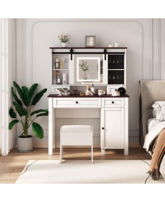 Streamdale Farmhouse Vanity with Mirror, Lights & Storage