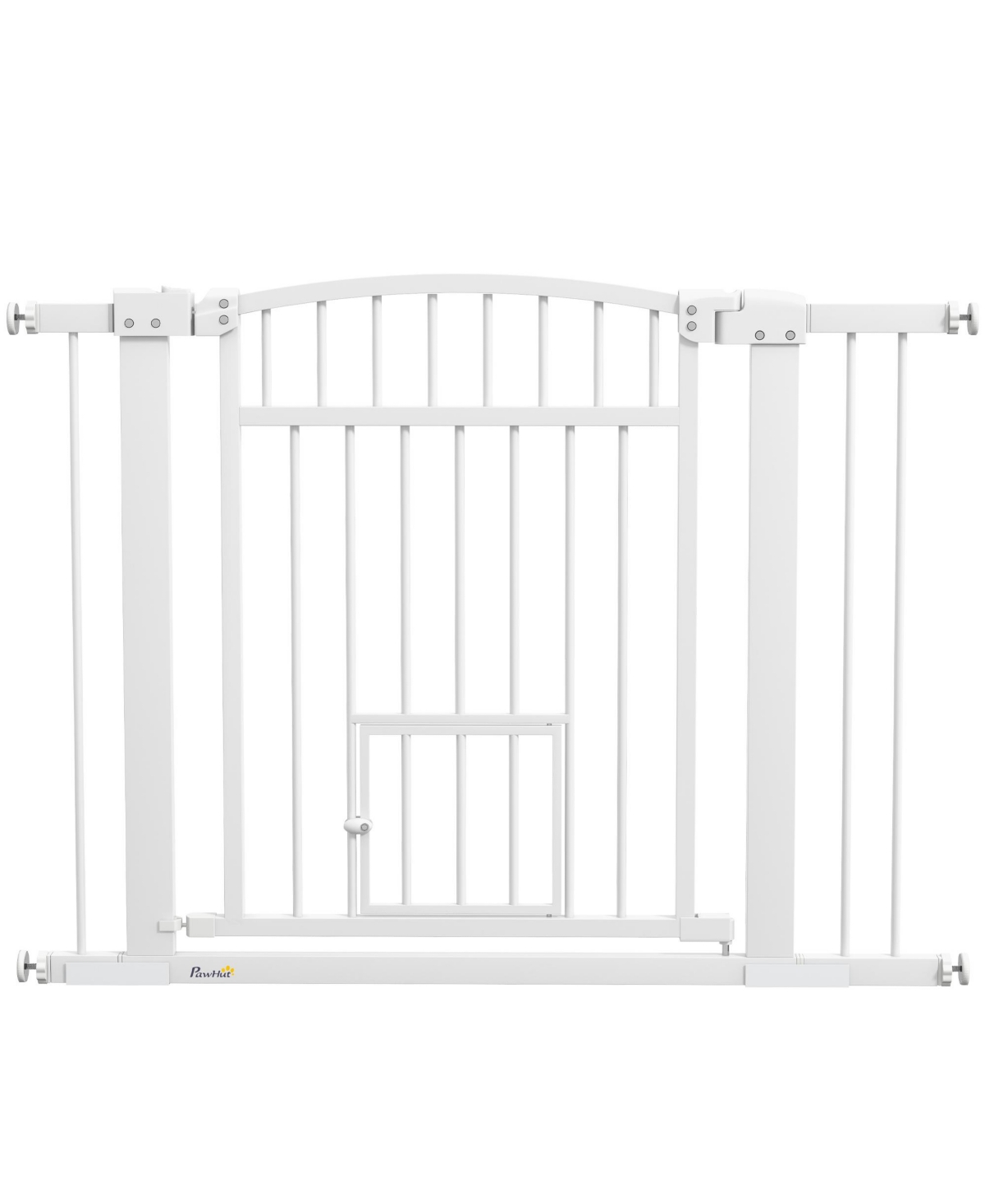 30"-41" Dog Gate w/ Cat Door, 3-Inch & 5.5-Inch Extension Kit, 30" H - White
