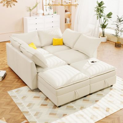 Mirod 6-Piece Modular Sofa Bed with Storage