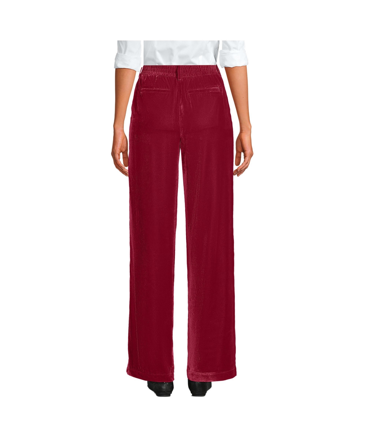 Lands' End Women's Velvet High Rise Pleated Wide Leg Pants