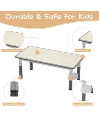 Kids Table and 6 Chairs Set with Storage Box, Height Adjustable Toddler Table and Chair Set for Ages 2-10, Graffiti Desktop, Non-Slip Legs, Children Activity Table for Daycare Classroom Home