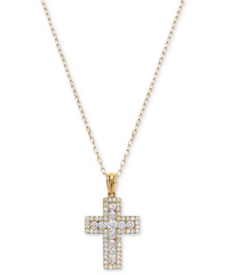 Macy's - Diamond Cross Pendant Necklace (1/2 ct. t.w.) in 14k Gold, 16" + 2" extender