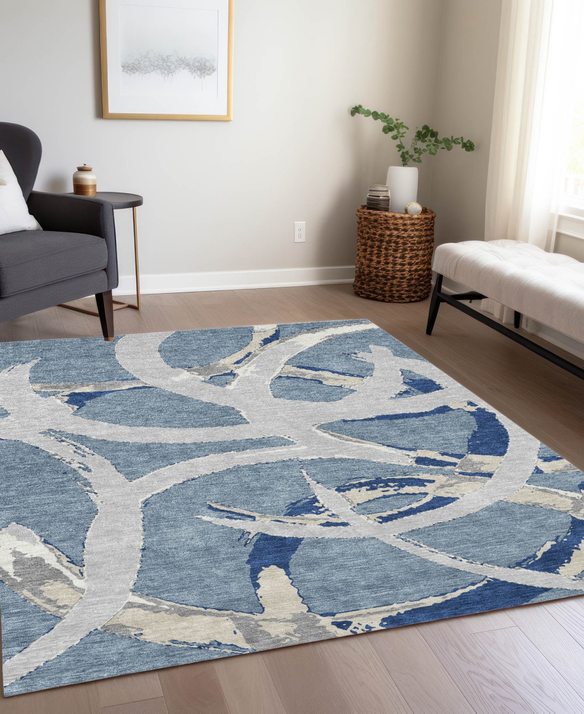 Shop Addison Chantille Machine Washable Acn1022 9'x12' Area Rug In Denim