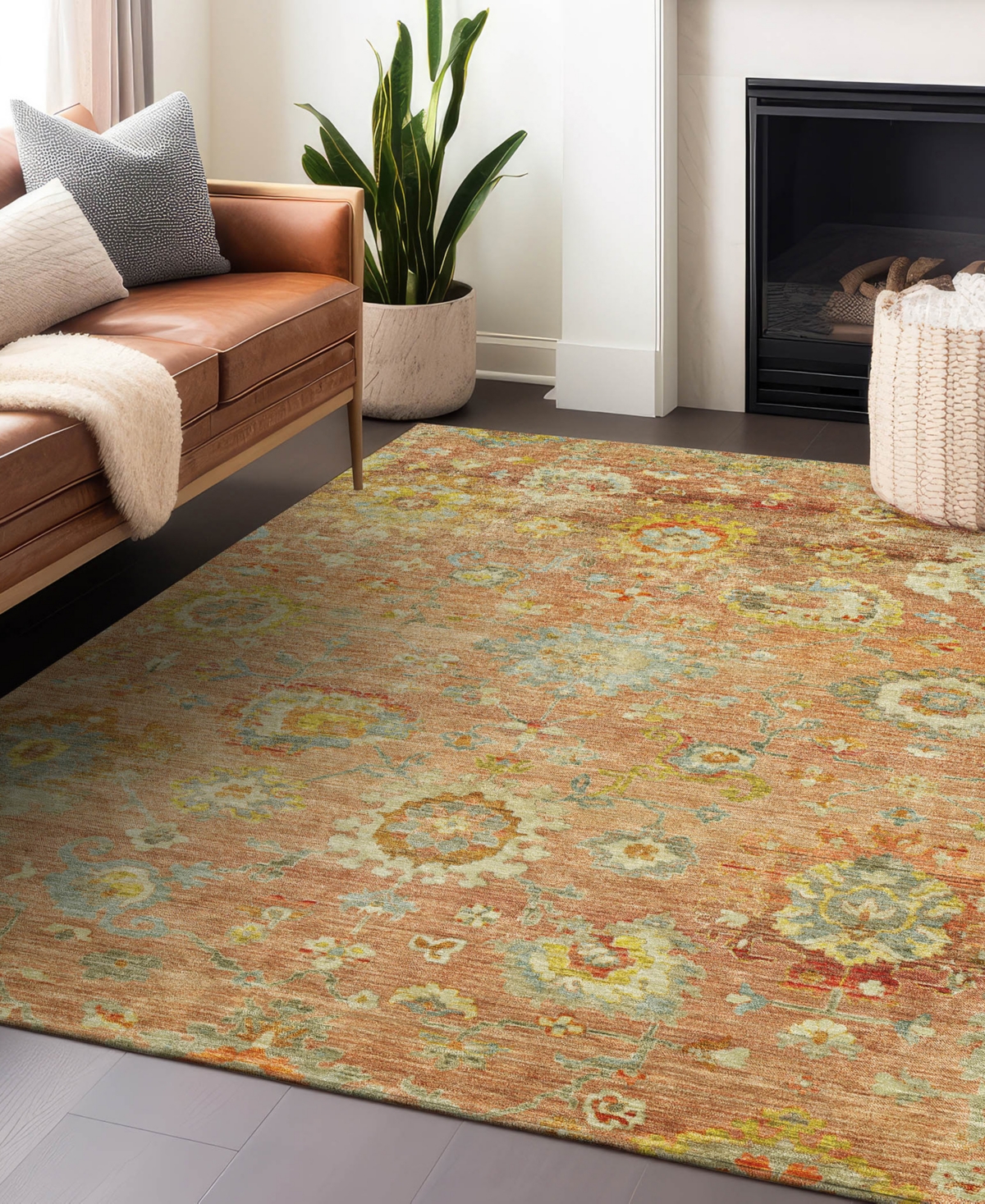 Addison Chantille Machine Washable Acn1107 9'x12' Area Rug In Coral