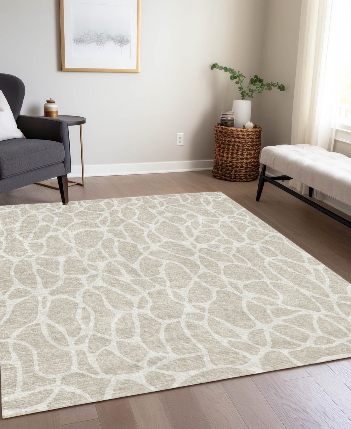 Addison Chantille Machine Washable Acn1024 9'x12' Area Rug In Beige