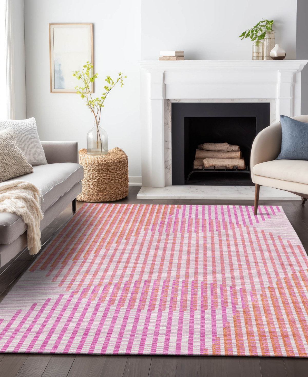 Addison Chantille Mahine Washable Acn1001 8'x10' Area Rug In Pink