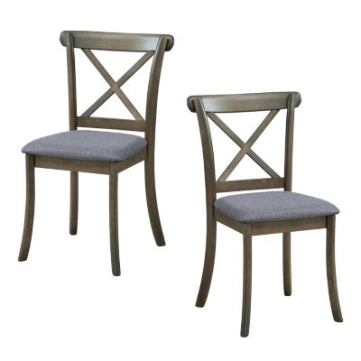 2PC Upholstered Fabric X-Back Dining Chairs