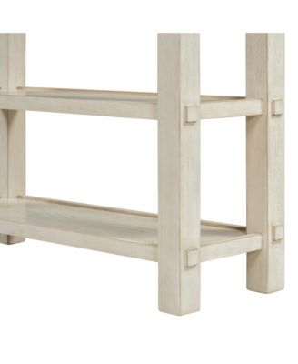 Retro Console Table with Drawer and Two Sturdy Shelves for Entryway, Living Room (Black)