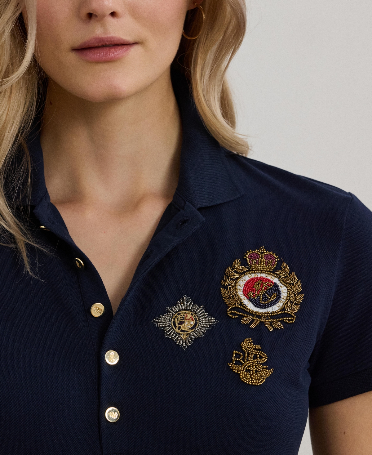 Lauren Ralph Lauren Women's Crest-Patch Pique Polo Shirt
