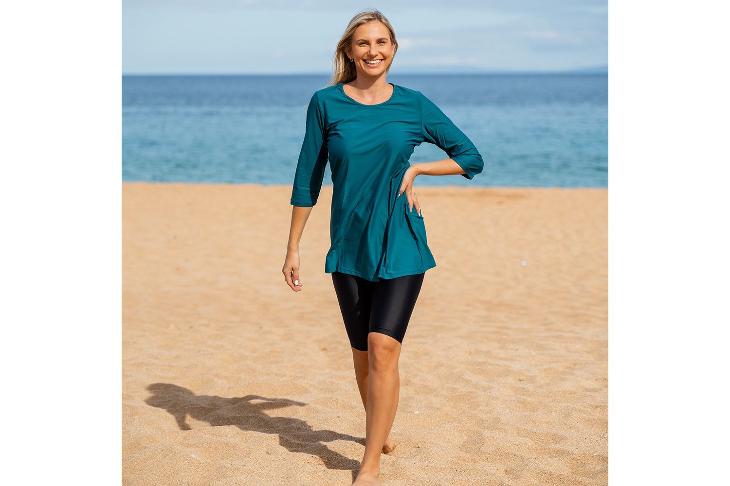 Women's Chlorine Resistant High Waisted Long Bike Swim Shorts