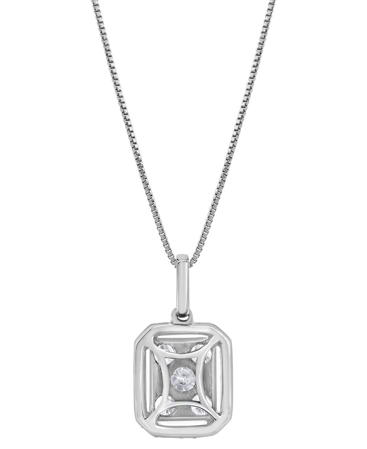 Macy's Diamond Halo 18" Pendant Necklace (1 Ct. T.w.) In 14k White Gold In White Gold