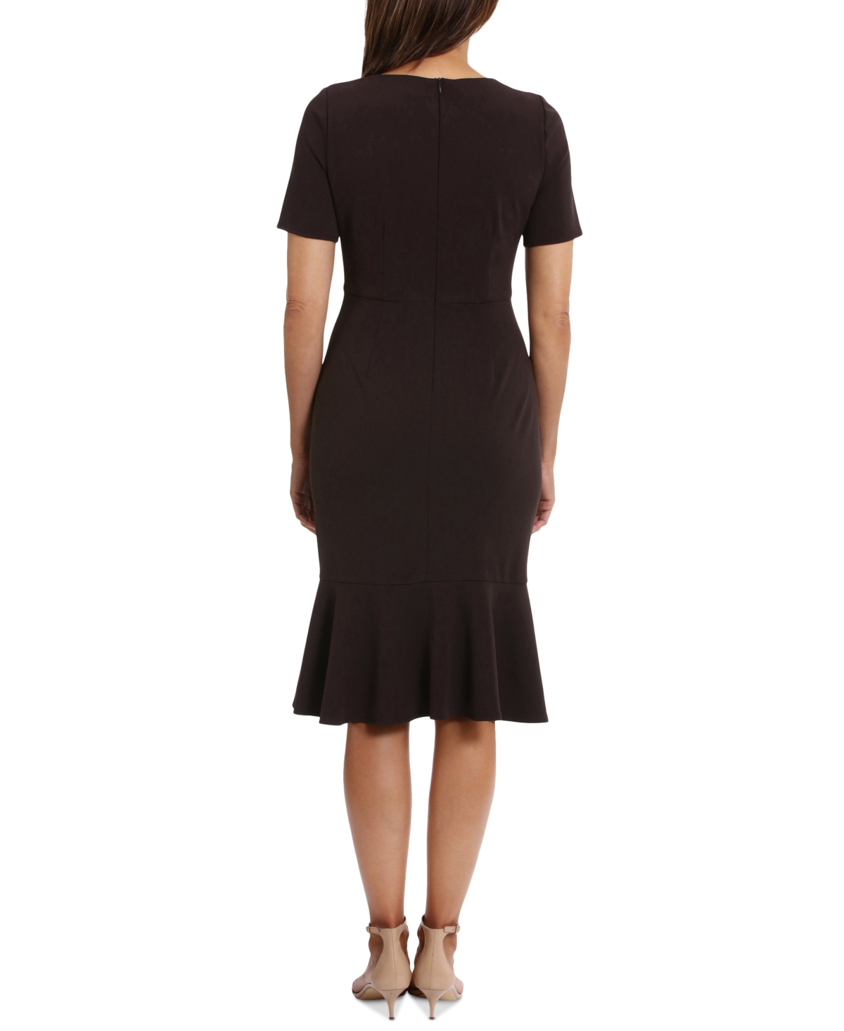 London Times Women's Twisted Flounce-Hem Midi Dress