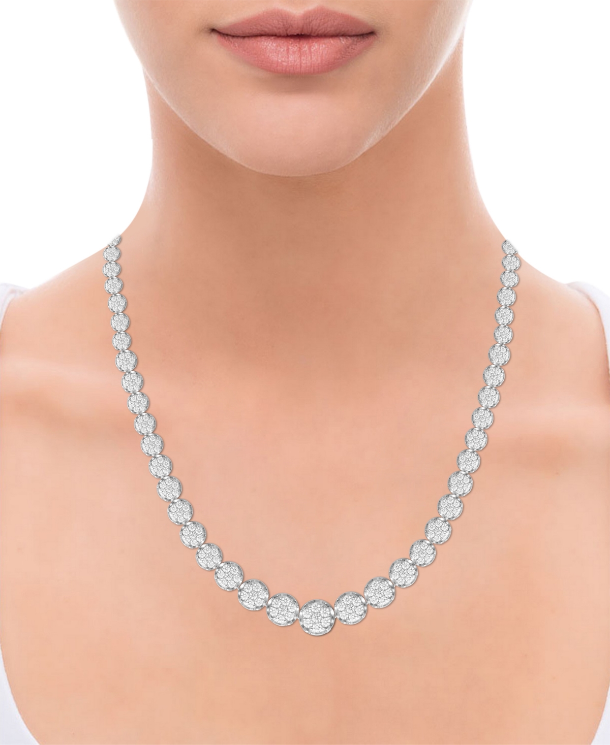 Macy's Diamond Cluster Necklace (5 Ct. T.w.) In 14k White Gold In White Gold