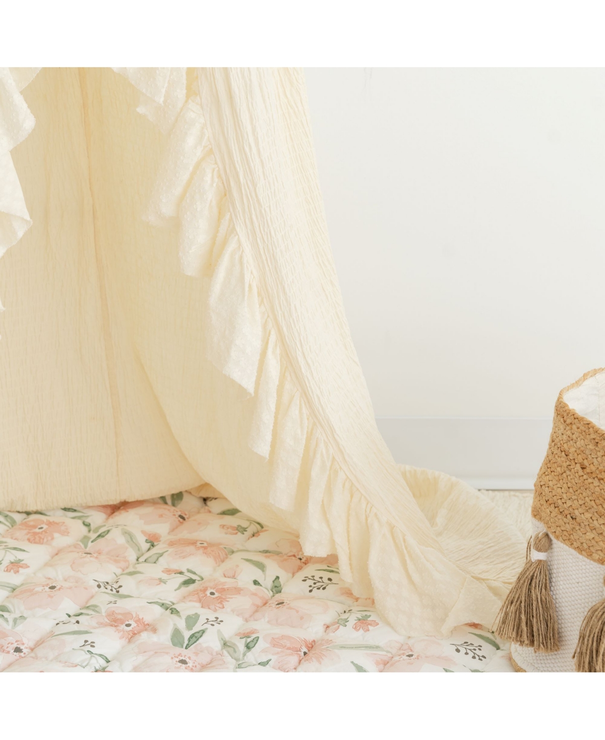 Shop Crane Baby Parker Baby Ruffled Canopy In Beige