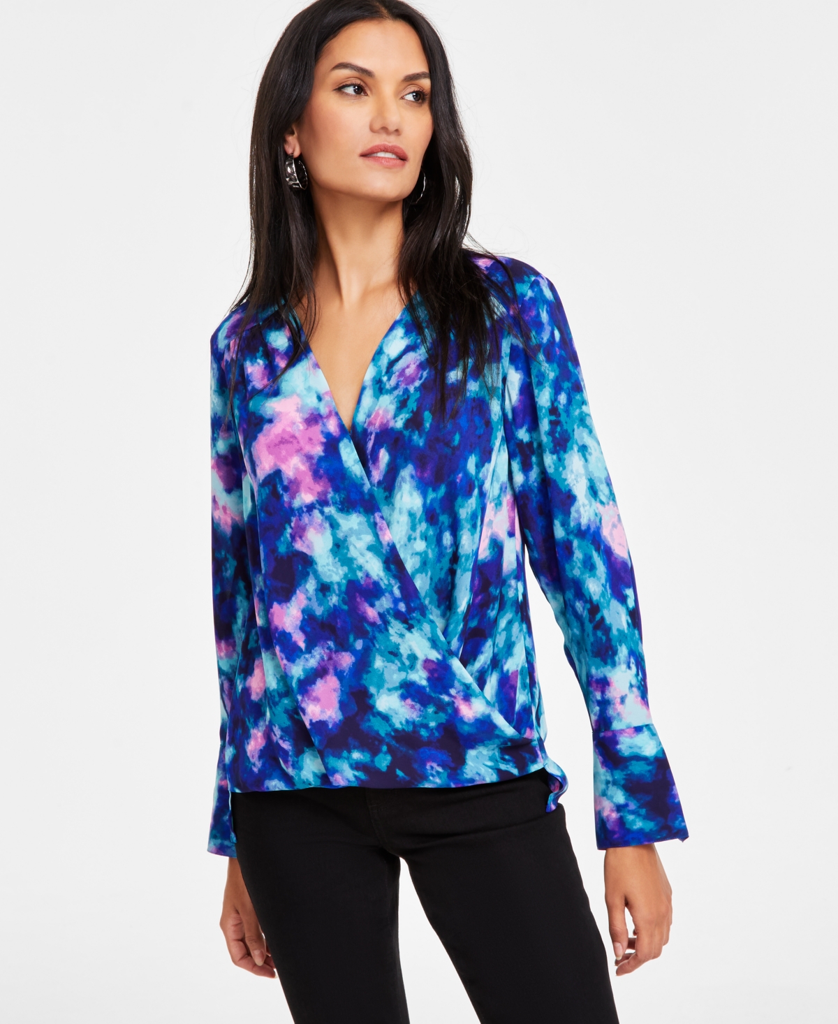 Women's Printed Surplice Top, Exclusively at Macy's - Delia Dye