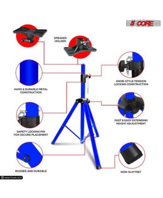 Speaker Stand Tripod Heavy Duty Adjustable Up to 72 Inch DJ Studio Monitor Stands Pole Mount - BLUE - 2PCS