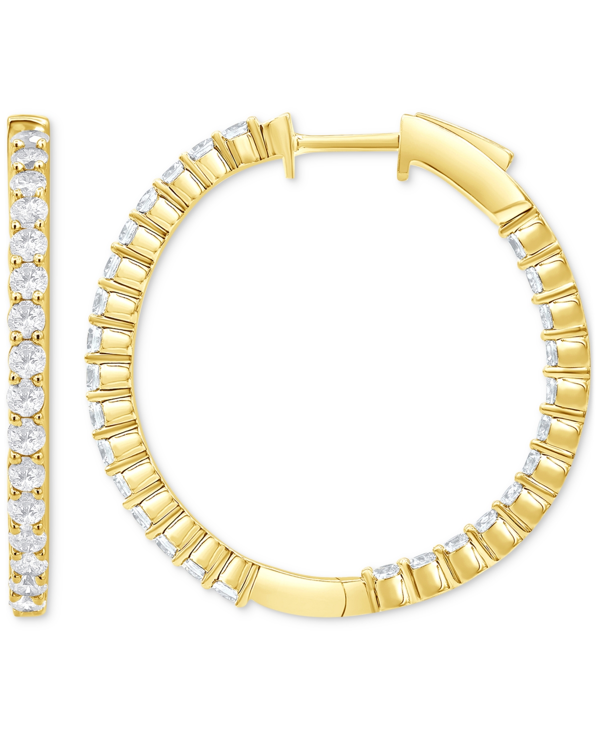 Diamond In & Out Hoop Earrings (2 ct. t.w.) in 14k Gold