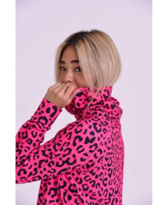 Women's High Neck Baselayer Top - Hotel California Pink Leopard