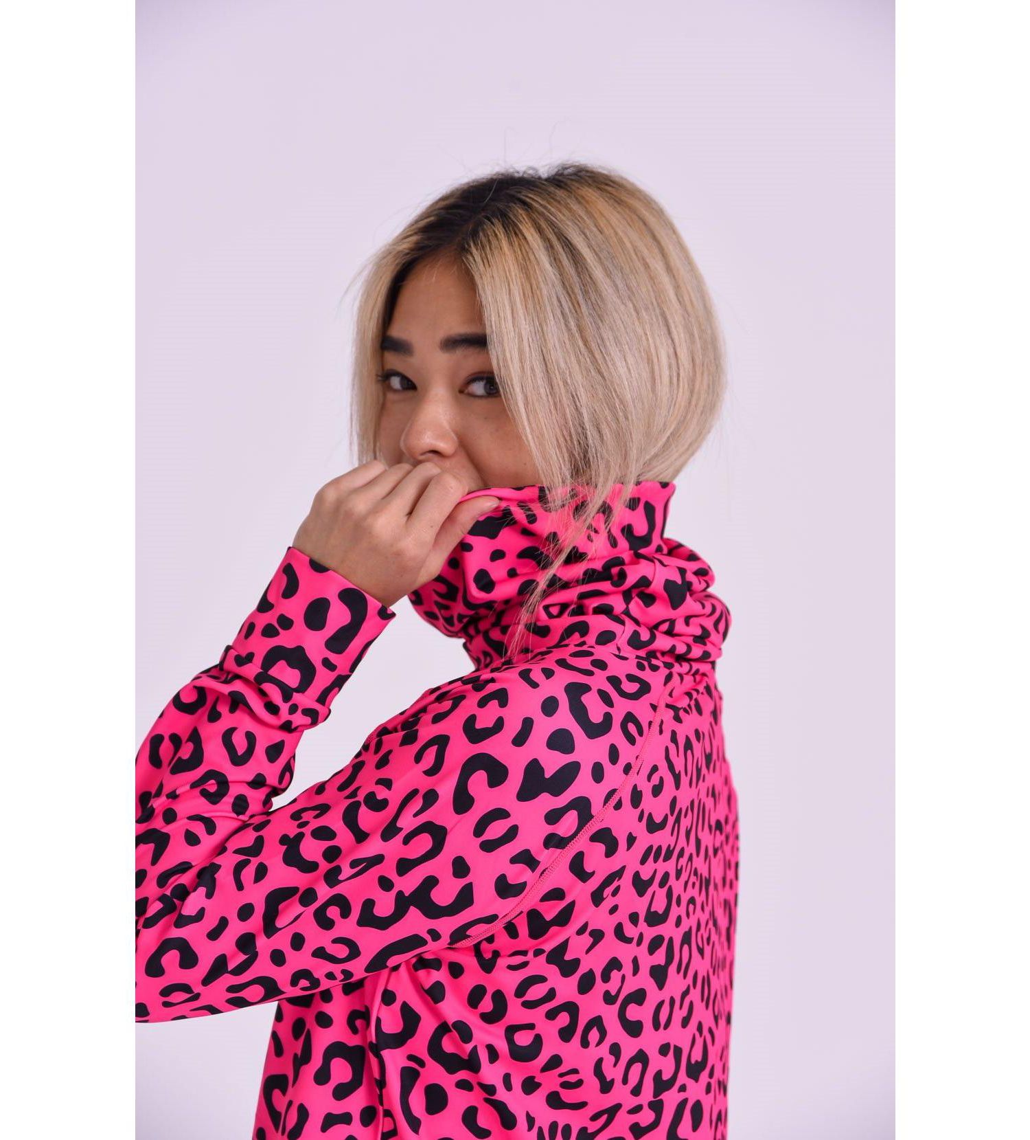 Women's High Neck Baselayer Top - Hotel California Pink Leopard