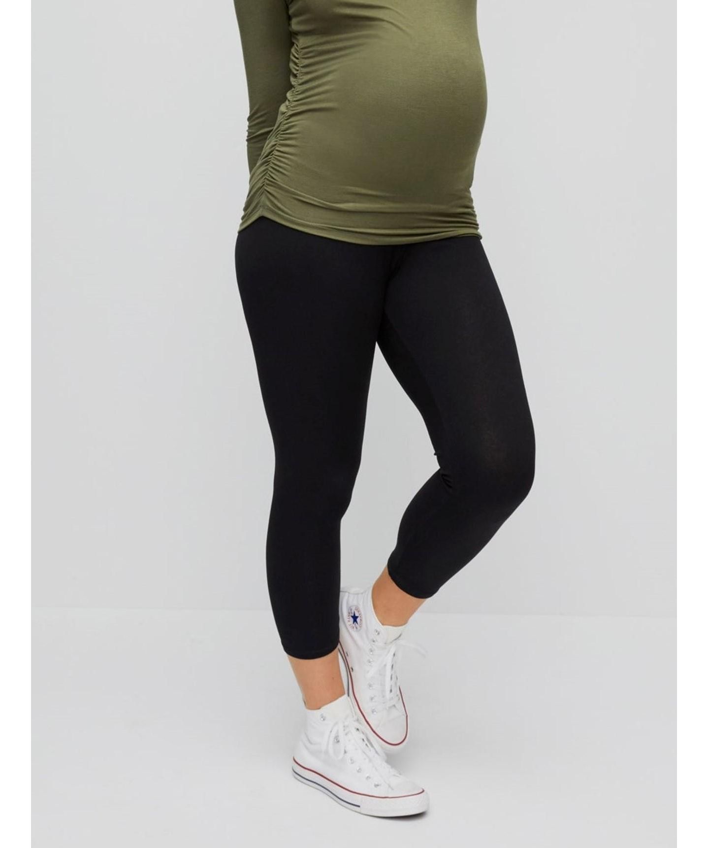Женские леггинсы Motherhood Maternity Basic Secret Fit Belly Crop Leggings - Black - Size: Large - Motherhood, цвет: Чёрный — фото 2