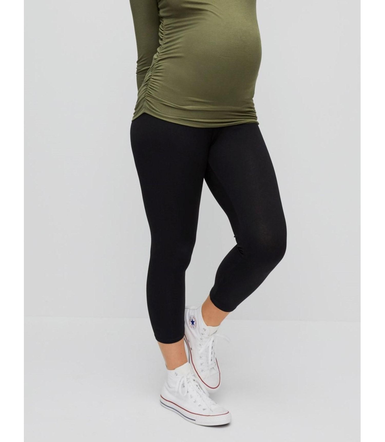 Women's Basic Secret Fit Belly Crop Leggings - Black - Size: Large - Motherhood