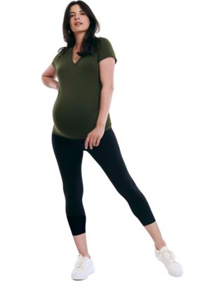Maternity Essential Stretch Secret Fit Over the Belly Crop Leggings - Motherhood