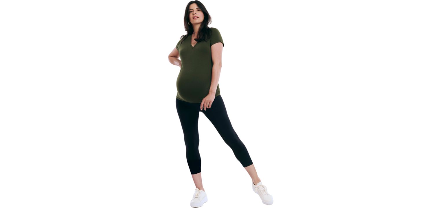 Maternity Essential Stretch Secret Fit Over the Belly Crop Leggings - Motherhood