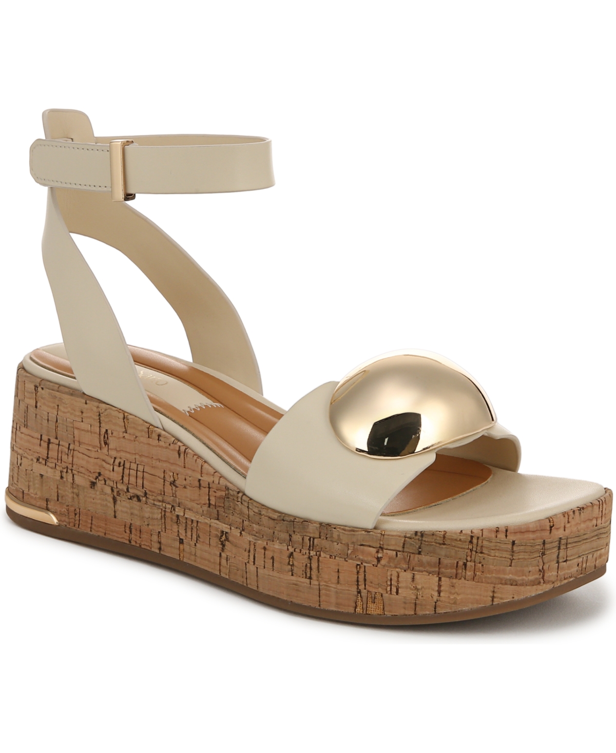 Women's Taysha Ankle Strap Cork Platform Sandals In Ivory White Leather