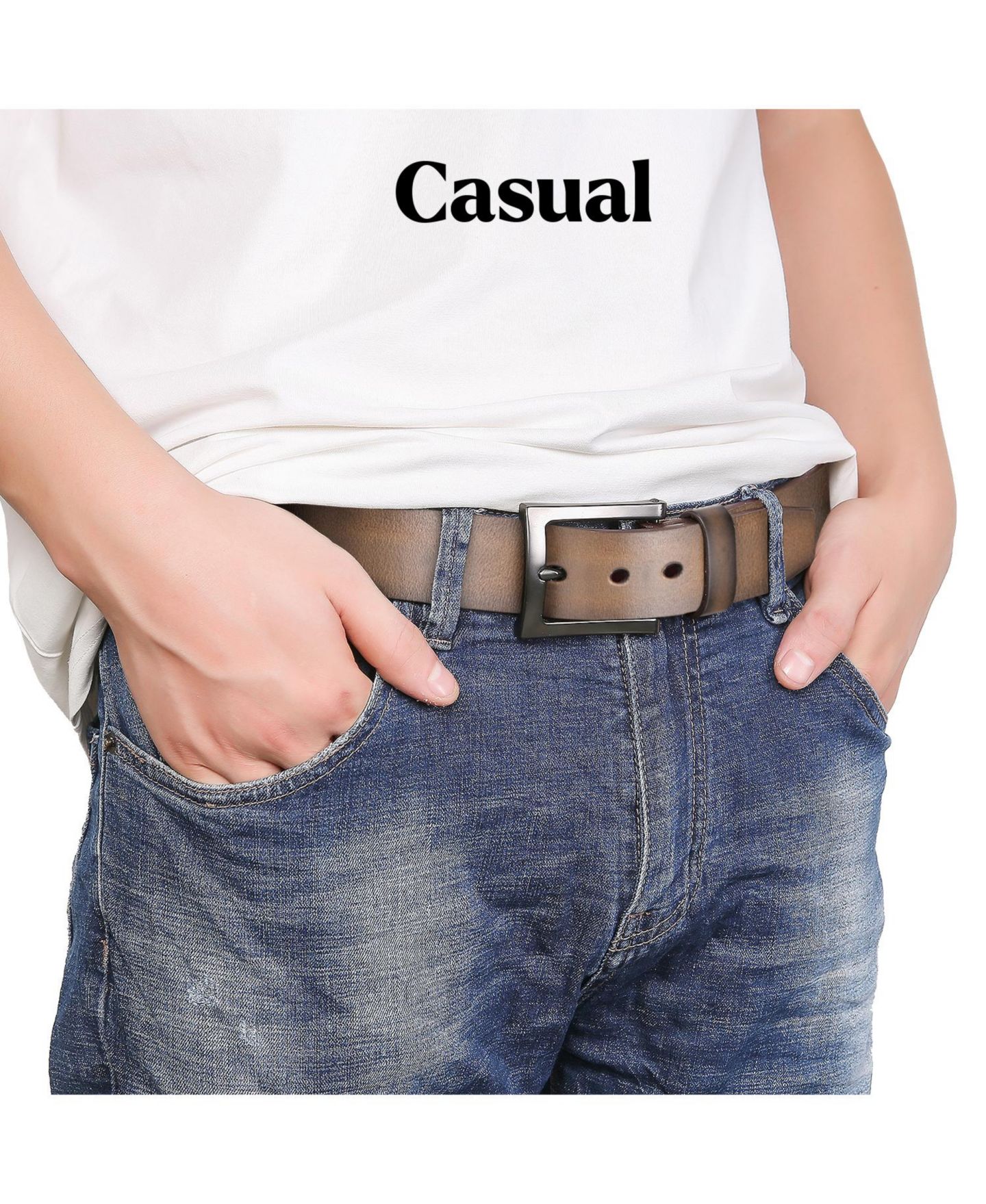 Мужской ремень Gallery Seven Mio Marino Intrepid Casual Prong Belt, цвет: Коричный — фото 7