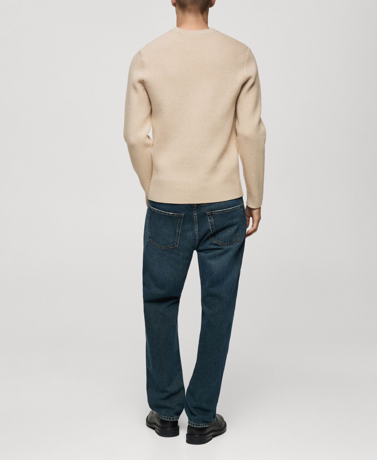 Мужской свитер MANGO EU Regular-Fit Knitted, цвет: Песочный — фото 2