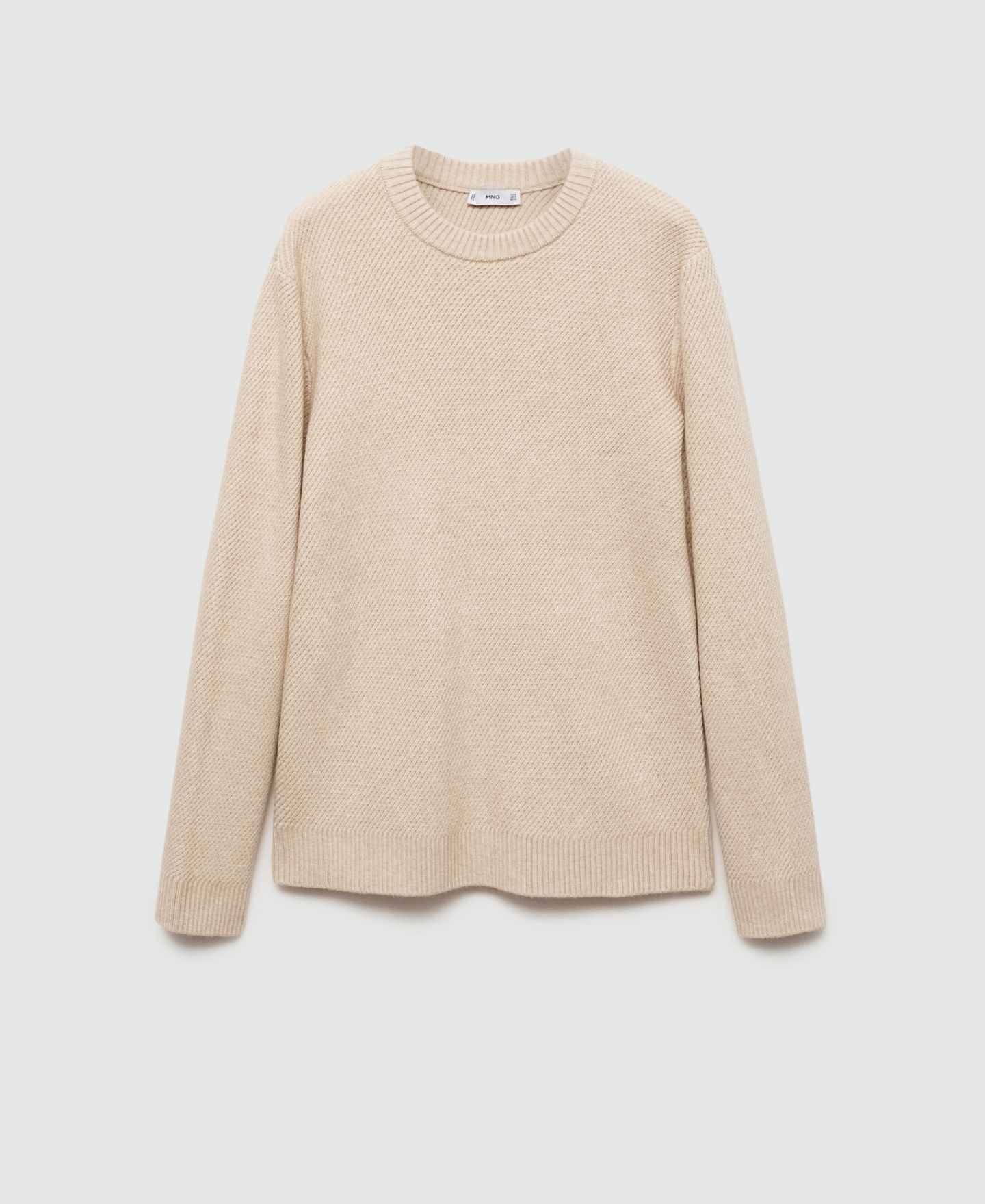 Мужской свитер MANGO EU Regular-Fit Knitted, цвет: Песочный — фото 3
