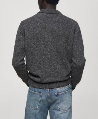 Men's Marbled Wool-Knit Polo Shirt