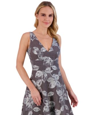 Eliza J Women's Floral Jacquard Sleeveless Ball Gown - Macy's
