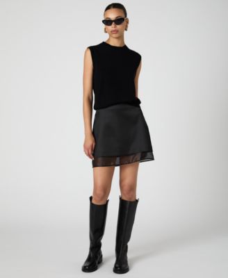 Women's Structured Satin Mini Skirt