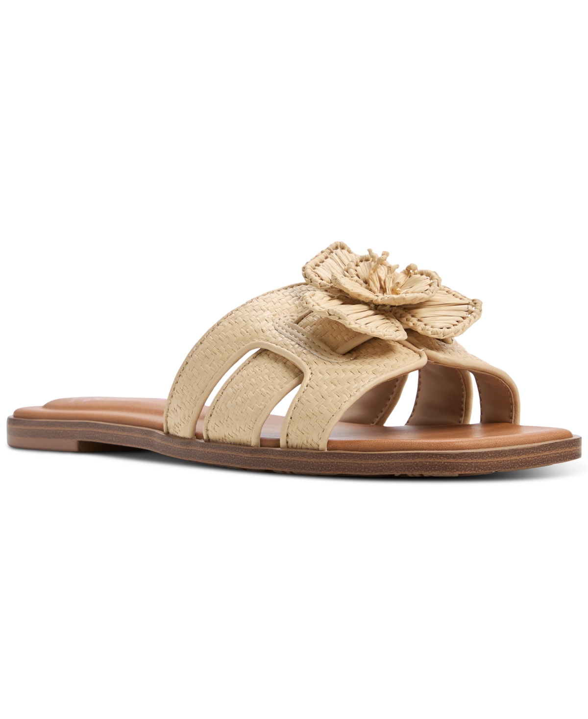 Aldo Seaflower Slide Sandal In Light Beige Raffia