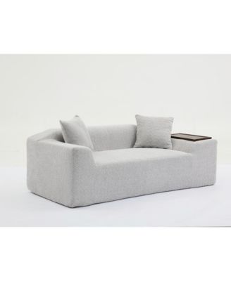 2 Piece Boucle Cloud Sofa Set, Upholstered Sofa Set, Modern 3 Seater and 2 Seater Sofa with MDF End Table for Living Room, Apartment,3+2 couch,Boucle, Light Gray