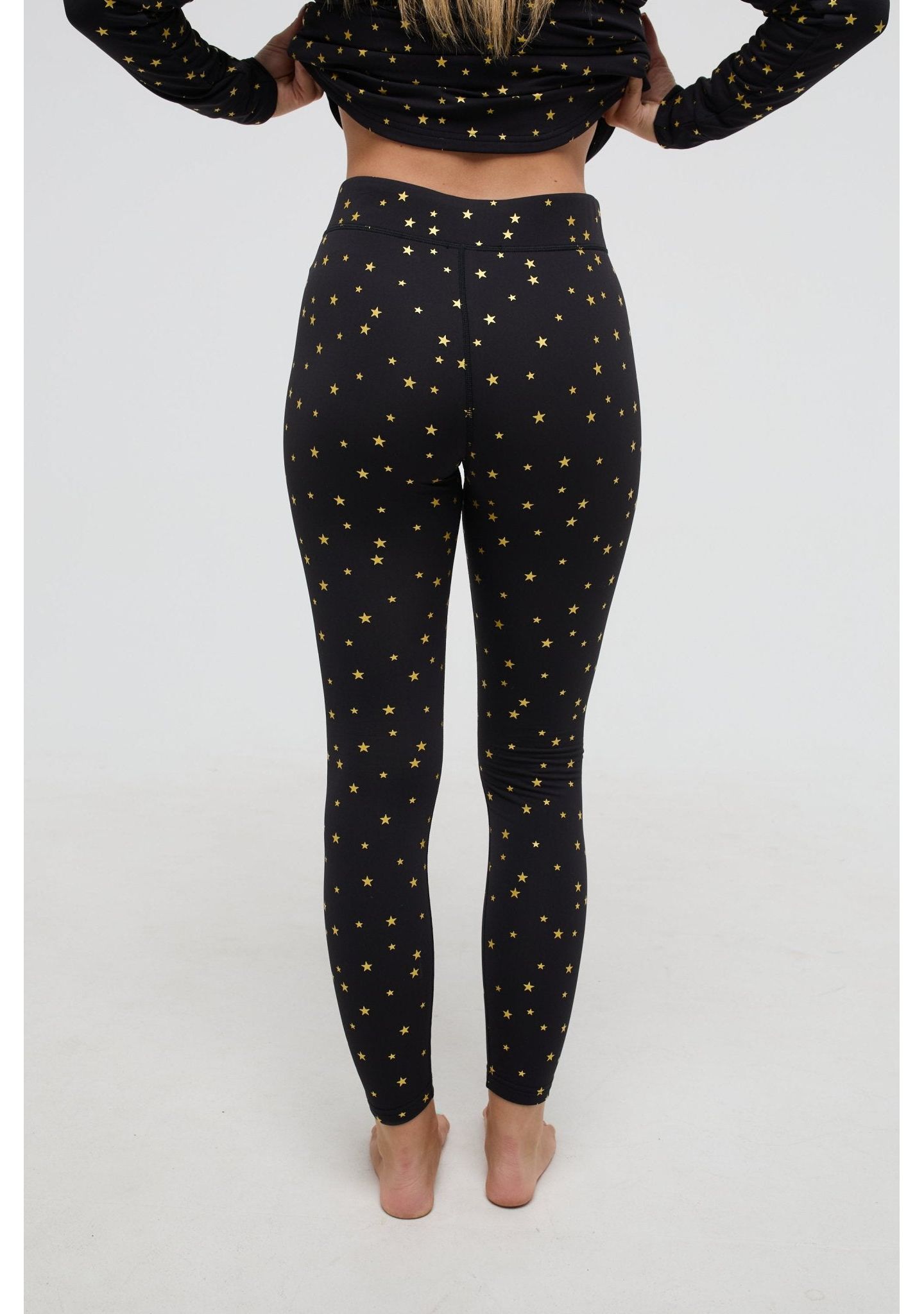 Женские леггинсы OOSC Clothing Baselayer - Shining Star, цвет: Чёрный / Золотой — фото 2