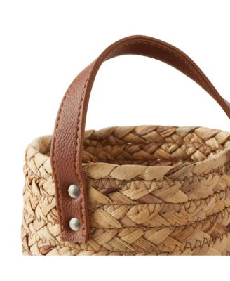 Set of 2 Small and Large Water Hyacinth, Woven Wall Hanging Baskets with Handles