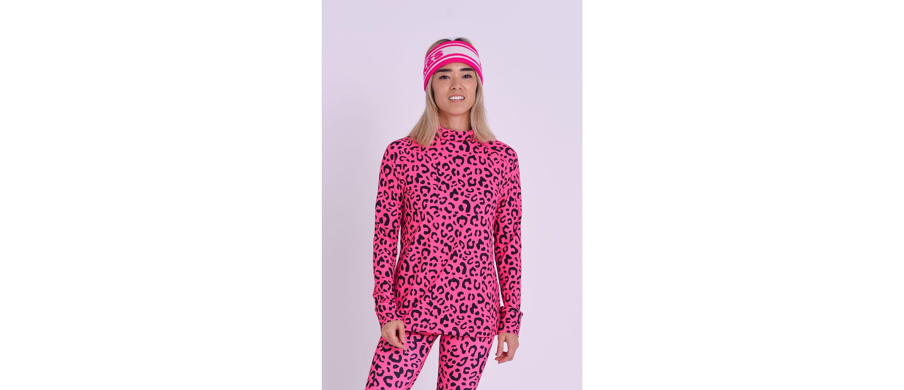 Oosc Women's Baselayer Top - Hotel California Pink Leopard