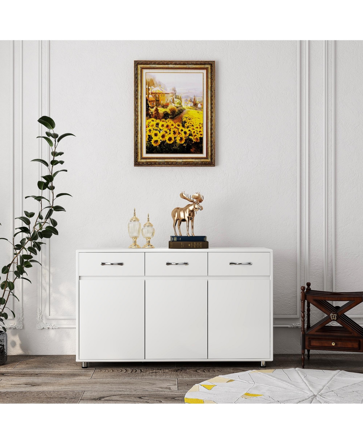 Slickblue Three-Door Side Table - Stylish Storage Solution for Living Room or Bedroom Decor