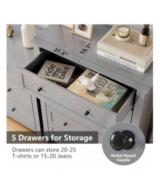 5-Drawer Wood Deep Storage Nickel Handle Modern Chest of Drawers