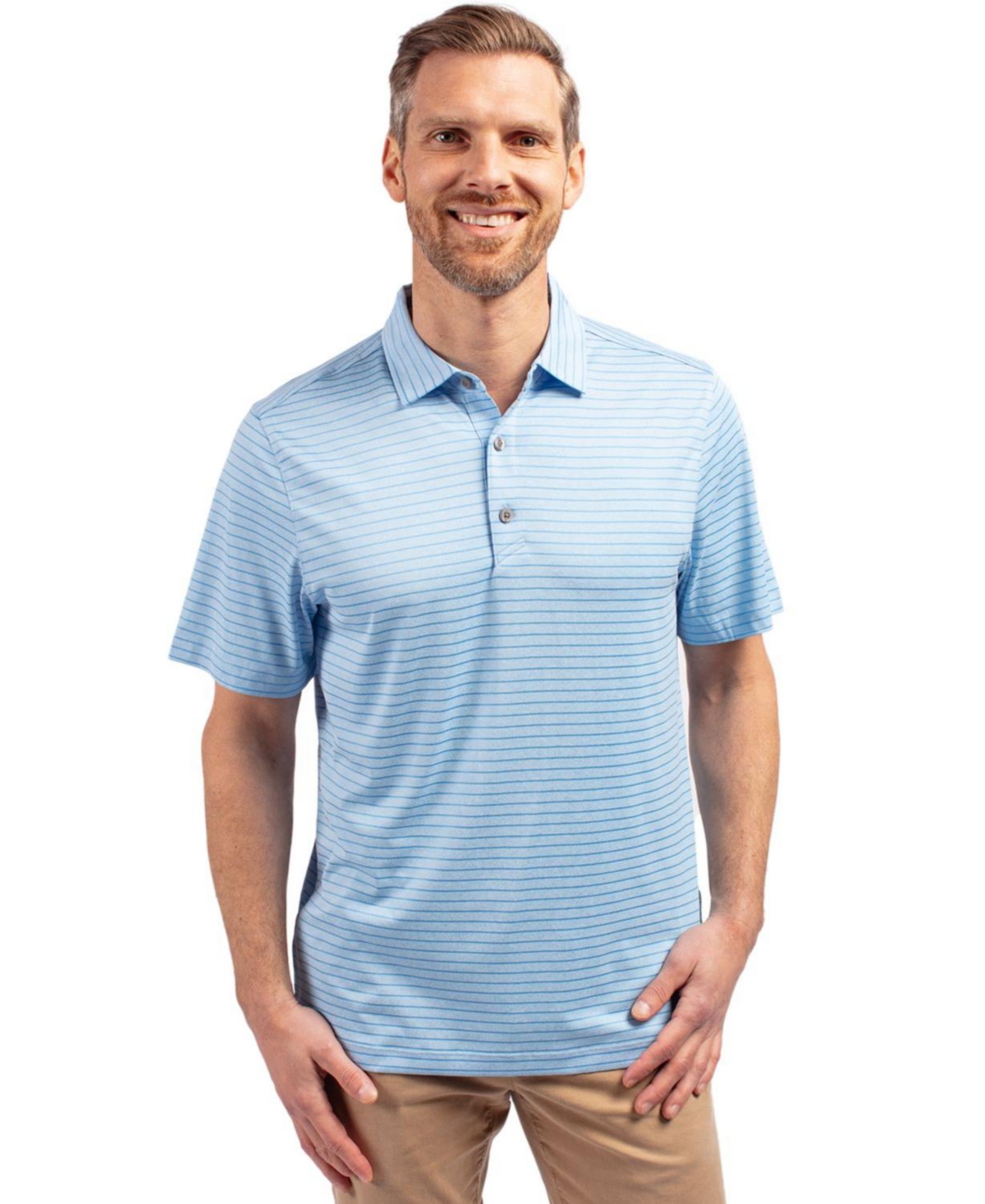 Big & Tall Forge Eco Heather Stripe Stretch Recycled Polo Shirt - Atlas heather