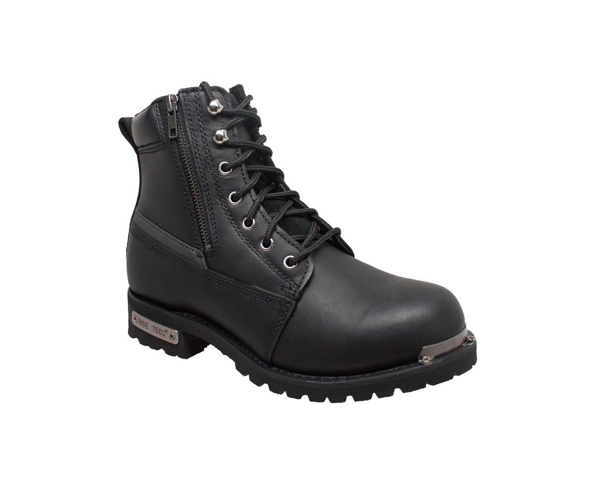 Women's 6" Reflective Double Zipper Biker Boot - Black