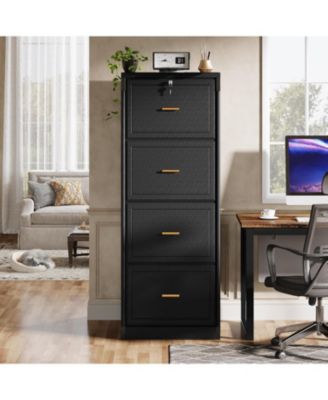4-Drawer File Cabinet, Vertical Filing Cabinet with Lock, Wood Storage Cabinet , Locable File Cabinet for A4/F4/Letter/Legal Size Files
