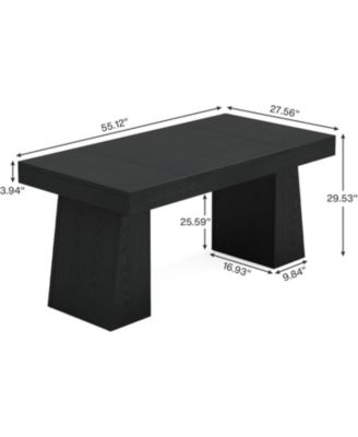 55-Inch Dining Table for 4-6, Rectangular Dining Room Table with Sturdy Legs, Wood Kitchen Dinner Table, Farmhouse Dining Table for Dining Room, Kitchen, Home