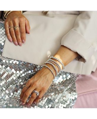 3mm, 4mm, 5mm, 6mm, & 7mm Sterling Silver Ball Stretch Bracelet Stack, Stack of 5