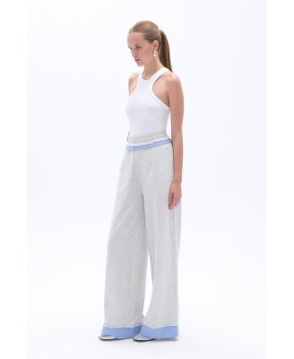 Women's Mid Rise Pants with Garni Details