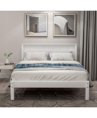 Twin Platform Bed Frame with Headboard - Wood Slat Support, No Box Spring Needed