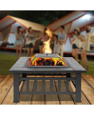 Portable Metal Fire Bowl for Courtyard – Complete with Accessories