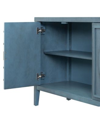 Retro Sideboard with Circular Groove Design and Round Metal Handles for Entrance, Dining & Living Rooms